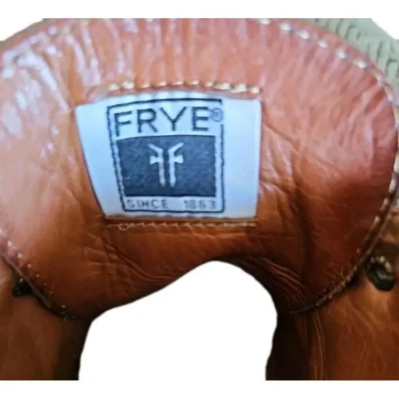 FRYE Jack Lace Up Boots Mens 13 Brown Leather Cap Toe Broken  display picture 3